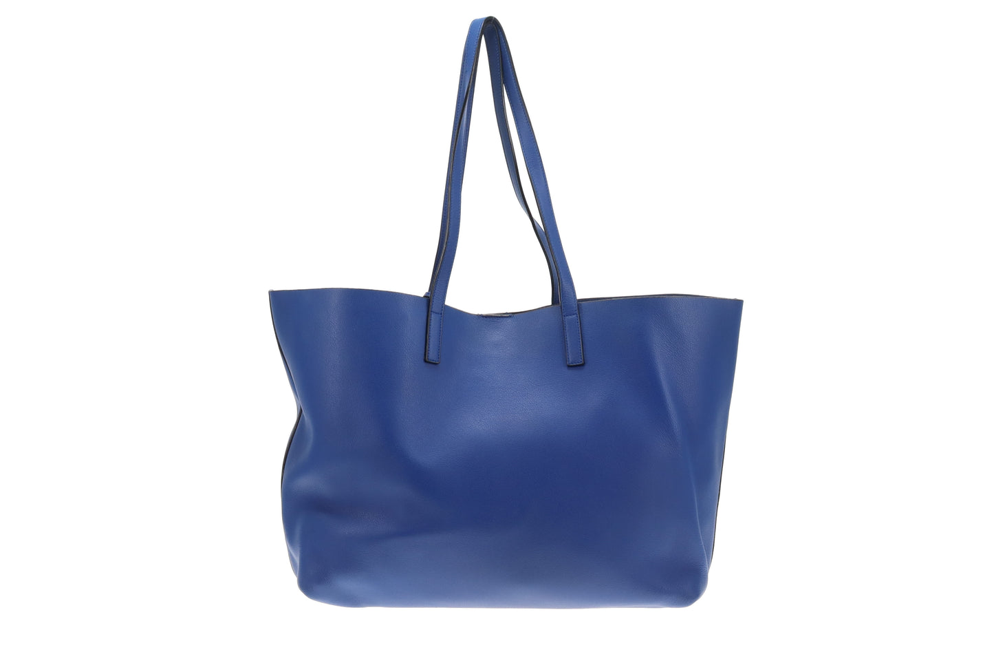Saint Laurent East West Shopping Tote Blue Leather