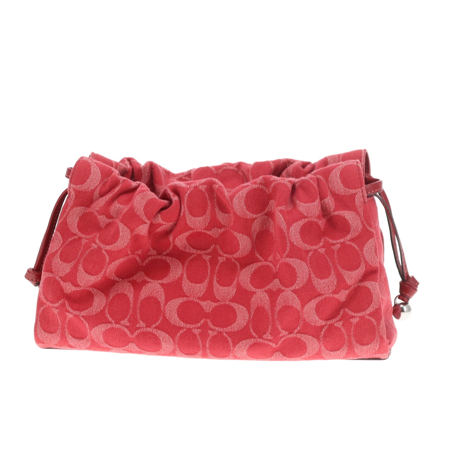 Coach Faye Pouch Shoulder Bag Red Signature Denim