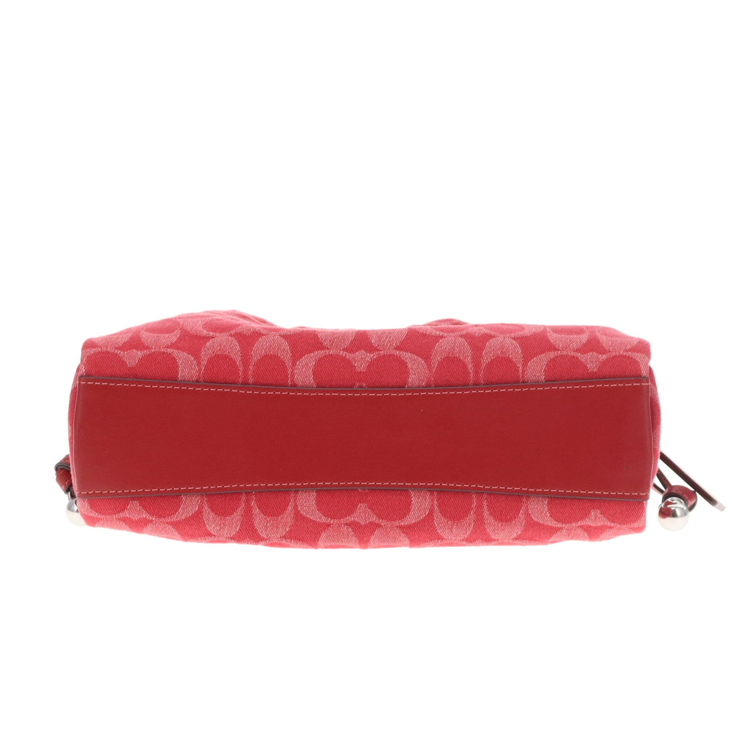 Coach Faye Pouch Shoulder Bag Red Signature Denim