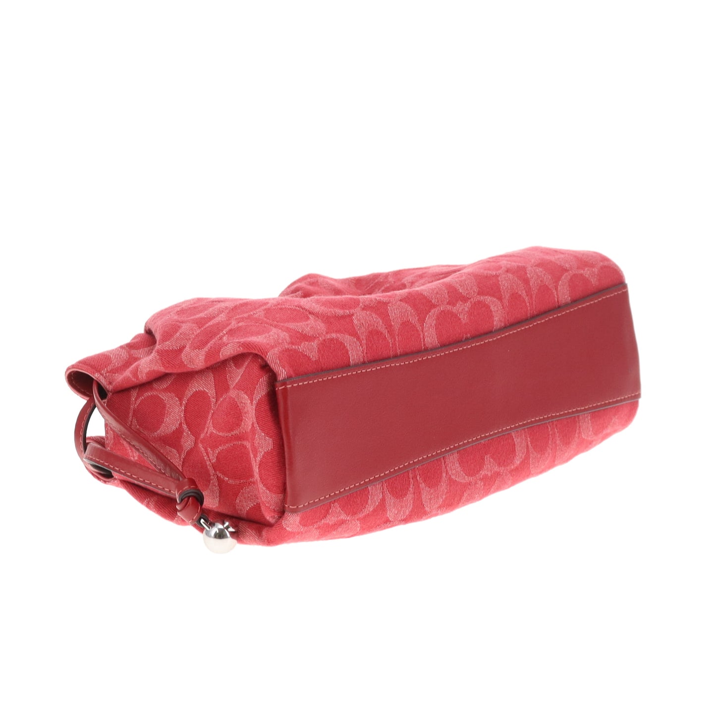 Coach Faye Pouch Shoulder Bag Red Signature Denim