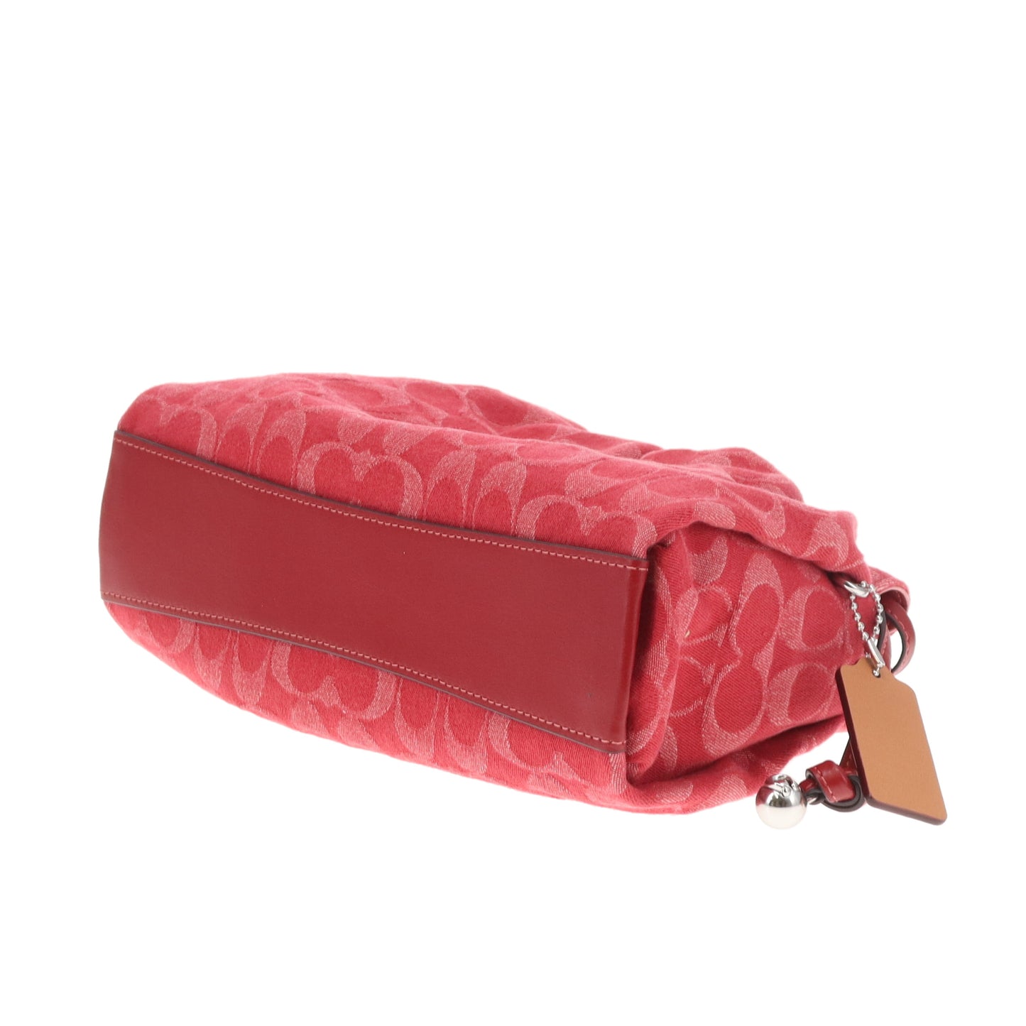Coach Faye Pouch Shoulder Bag Red Signature Denim