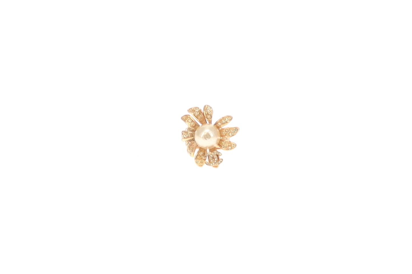 Chanel Cocktail Ring Goldtone With Costume Pearl & Strass Vintage 2005 Size 53