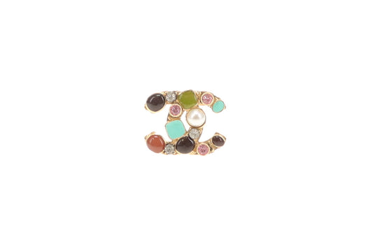 Chanel Rhinestone & Strass Brooch Multicolour & Gold 2005