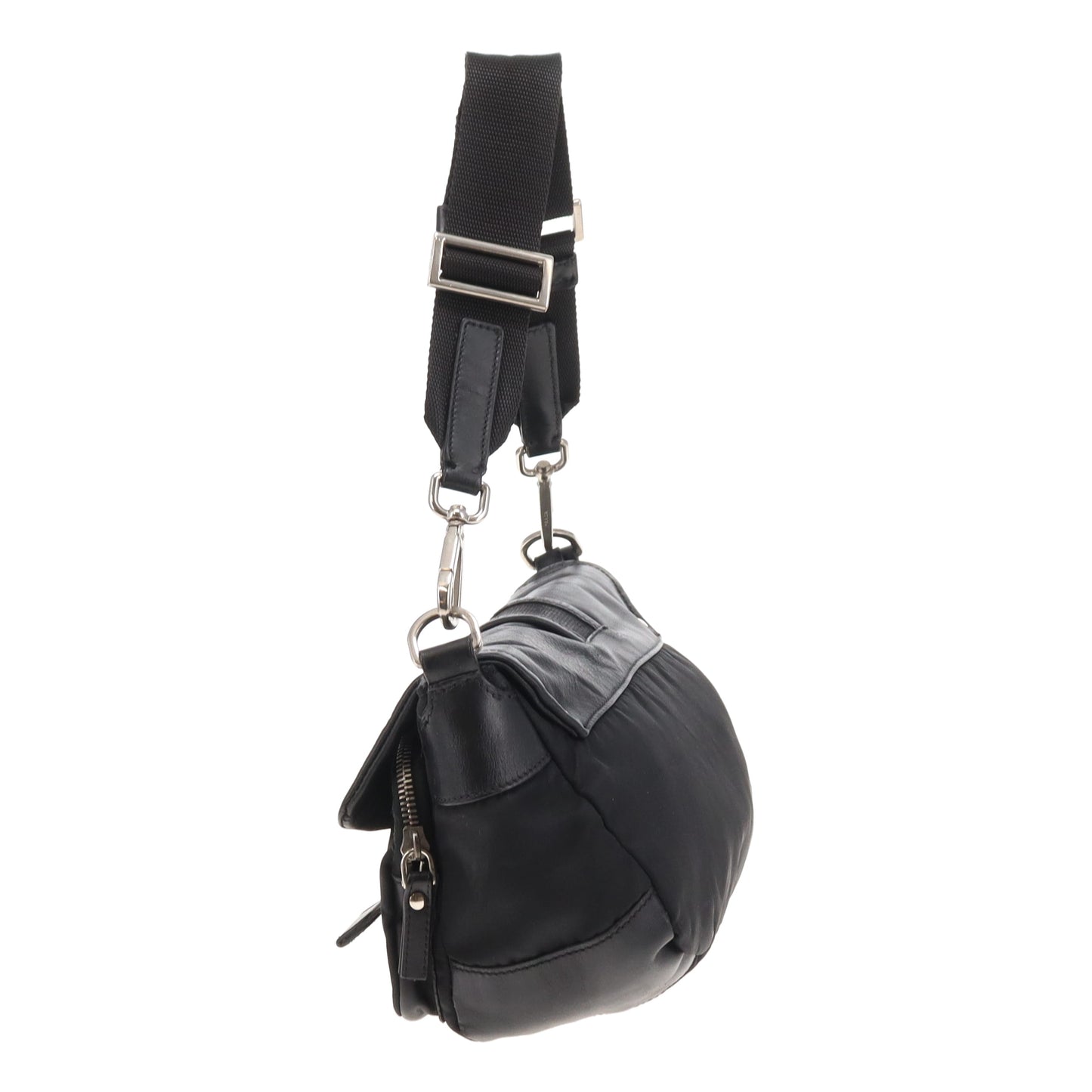 Prada Antic Pushlock Side Pocket Hobo Black