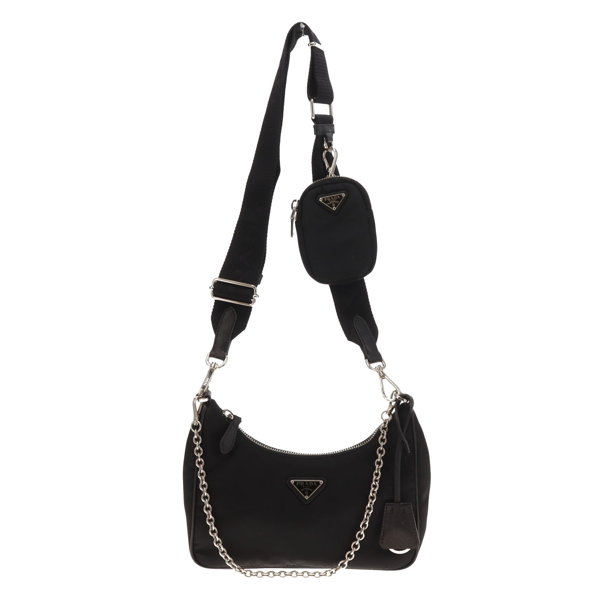 Prada Re-Edition 2005 Black Messenger Bag Multi Pouch