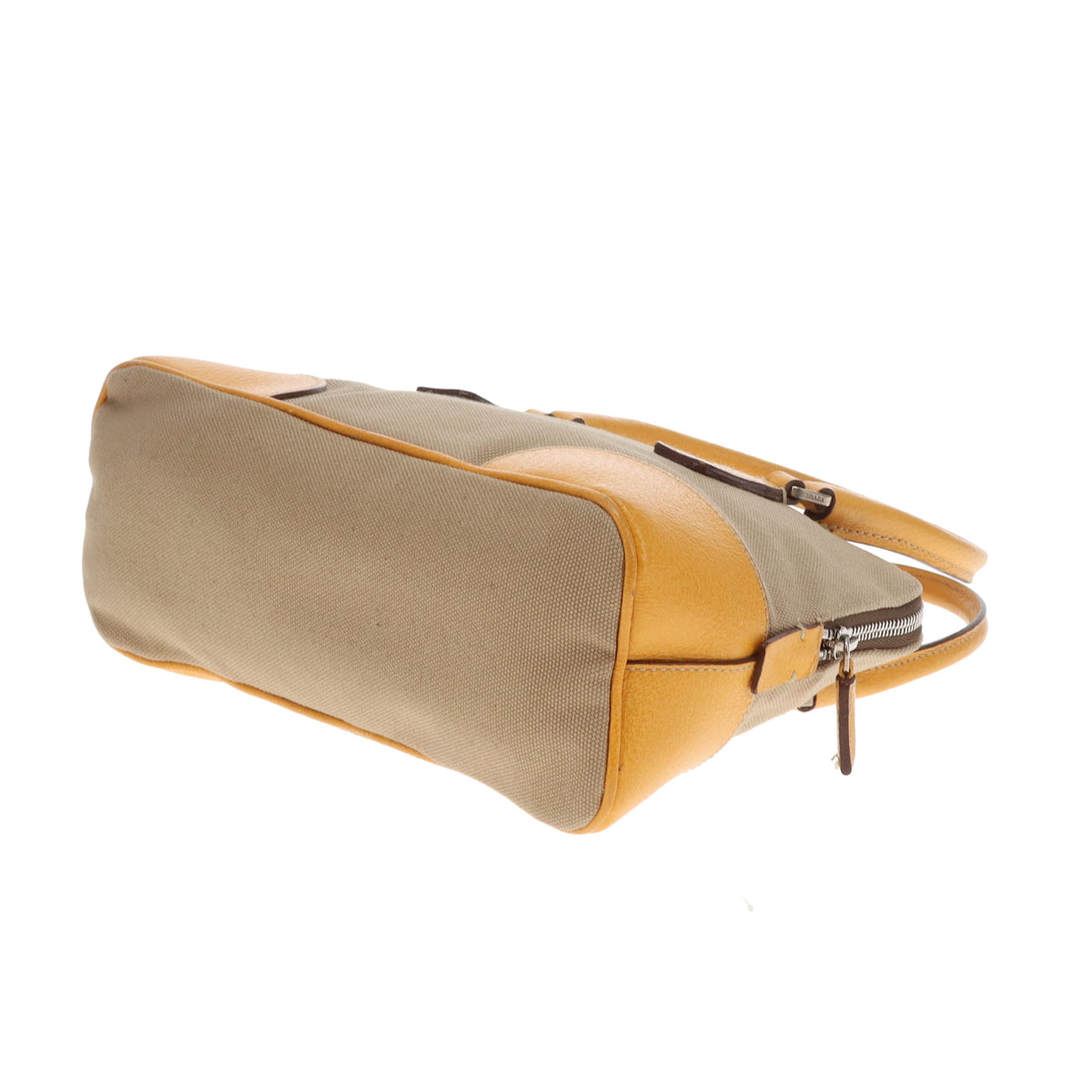 Prada Canvas Dome Bag With Yellow Leather Trims Small