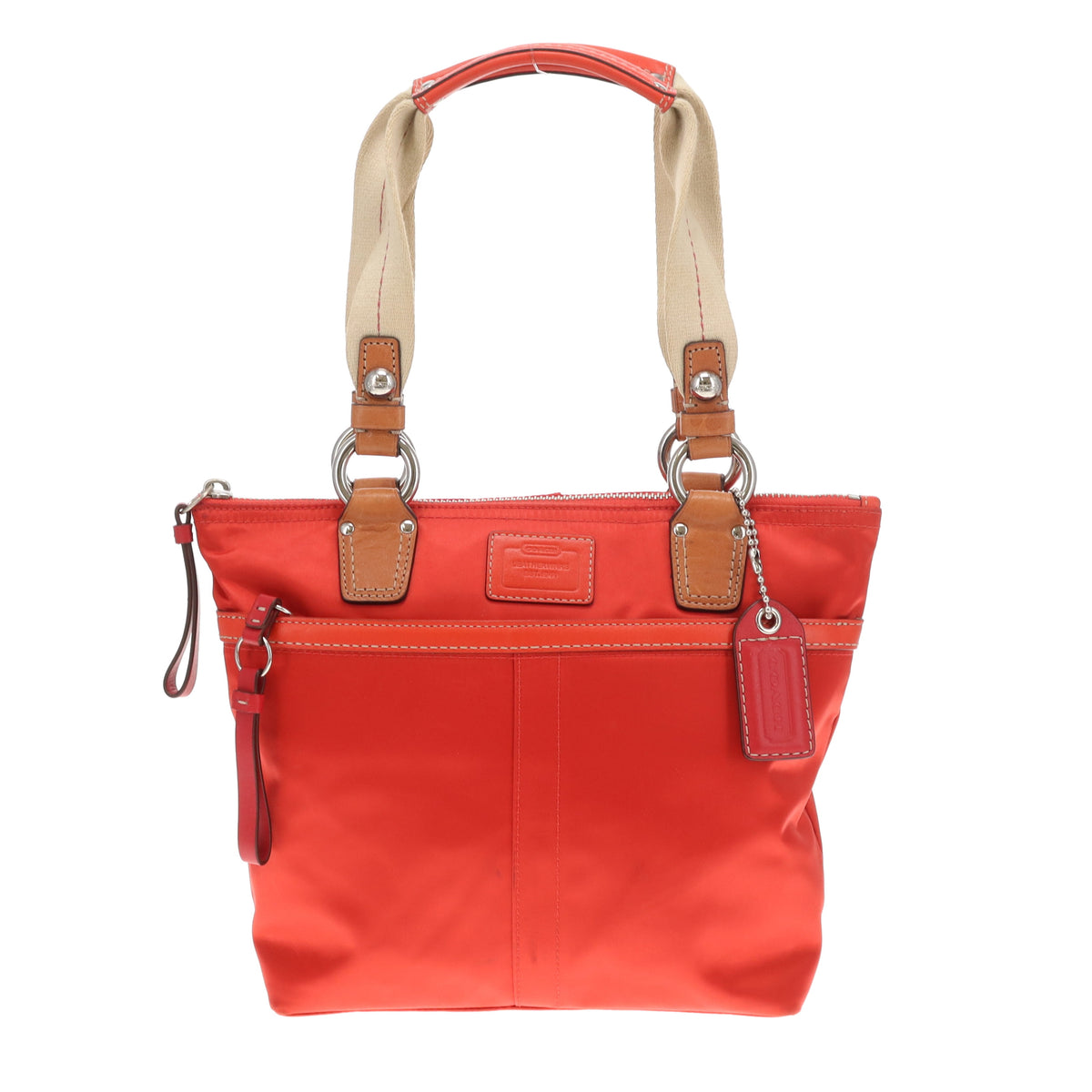 Coach Hampton Small Red Nylon Tote