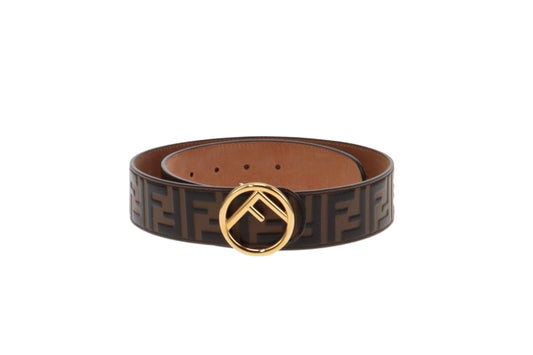 Fendi Leather Belt With Embossed FF Logo 80/32