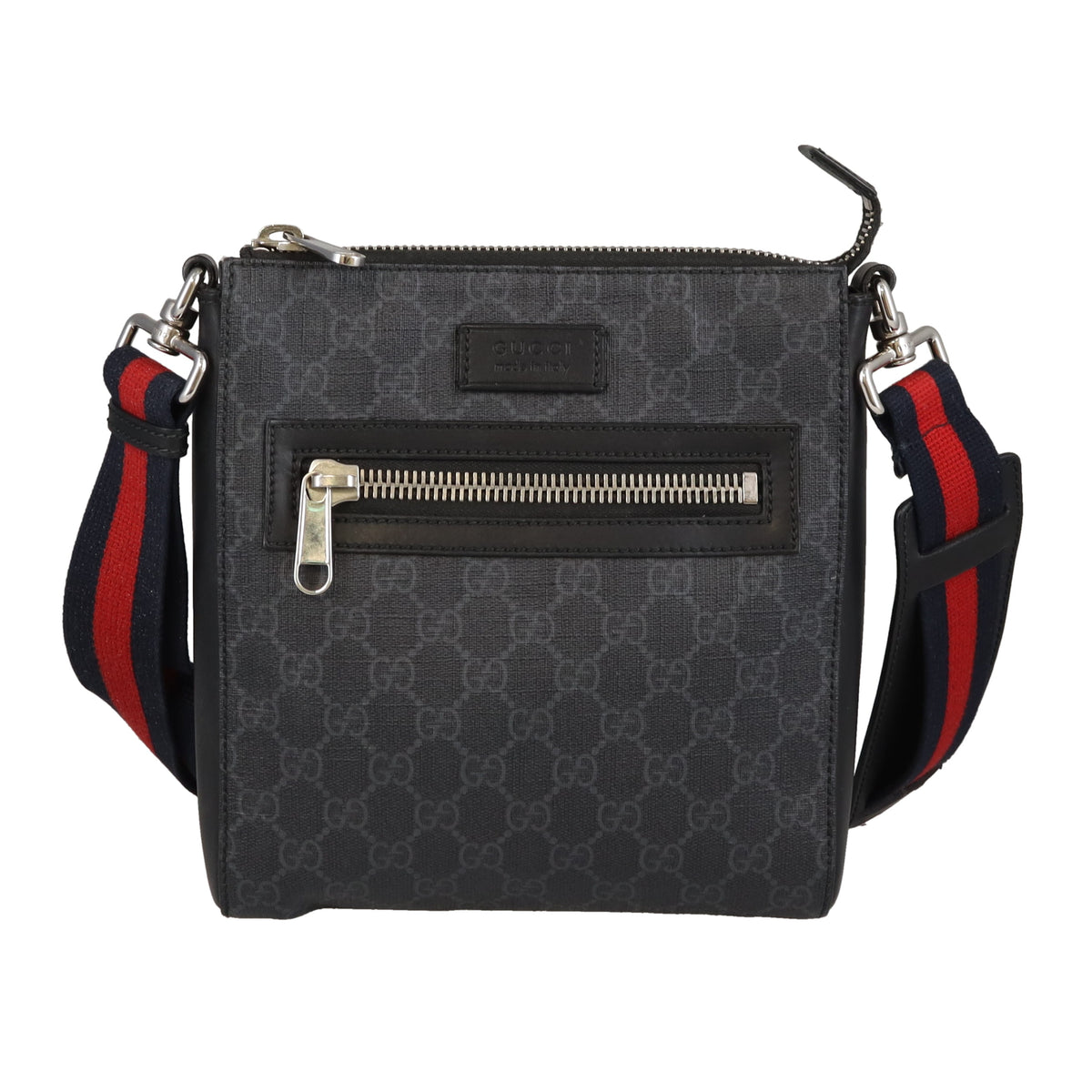 Gucci Messenger Charcoal GG Supreme and Web Strap