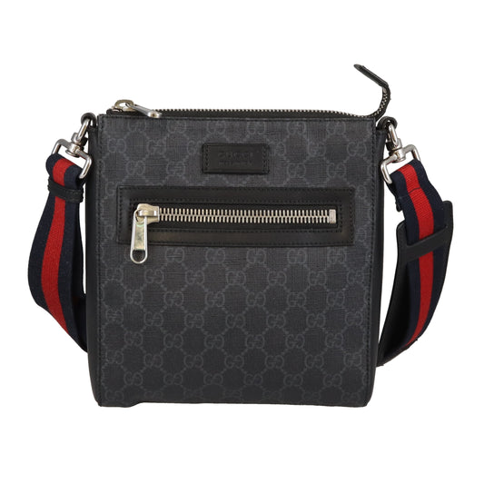 Gucci Messenger Charcoal GG Supreme and Web Strap