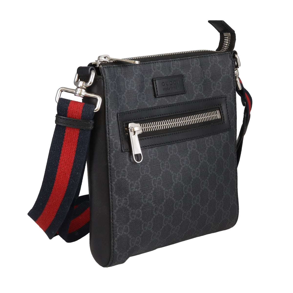Gucci Messenger Charcoal GG Supreme and Web Strap