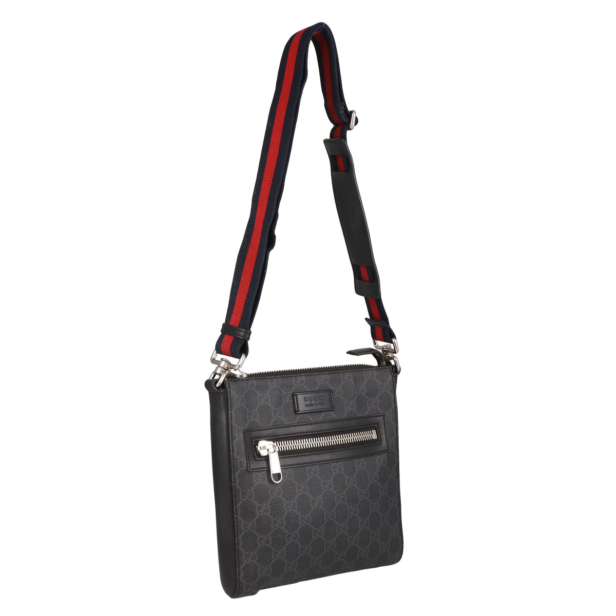 Gucci Messenger Charcoal GG Supreme and Web Strap