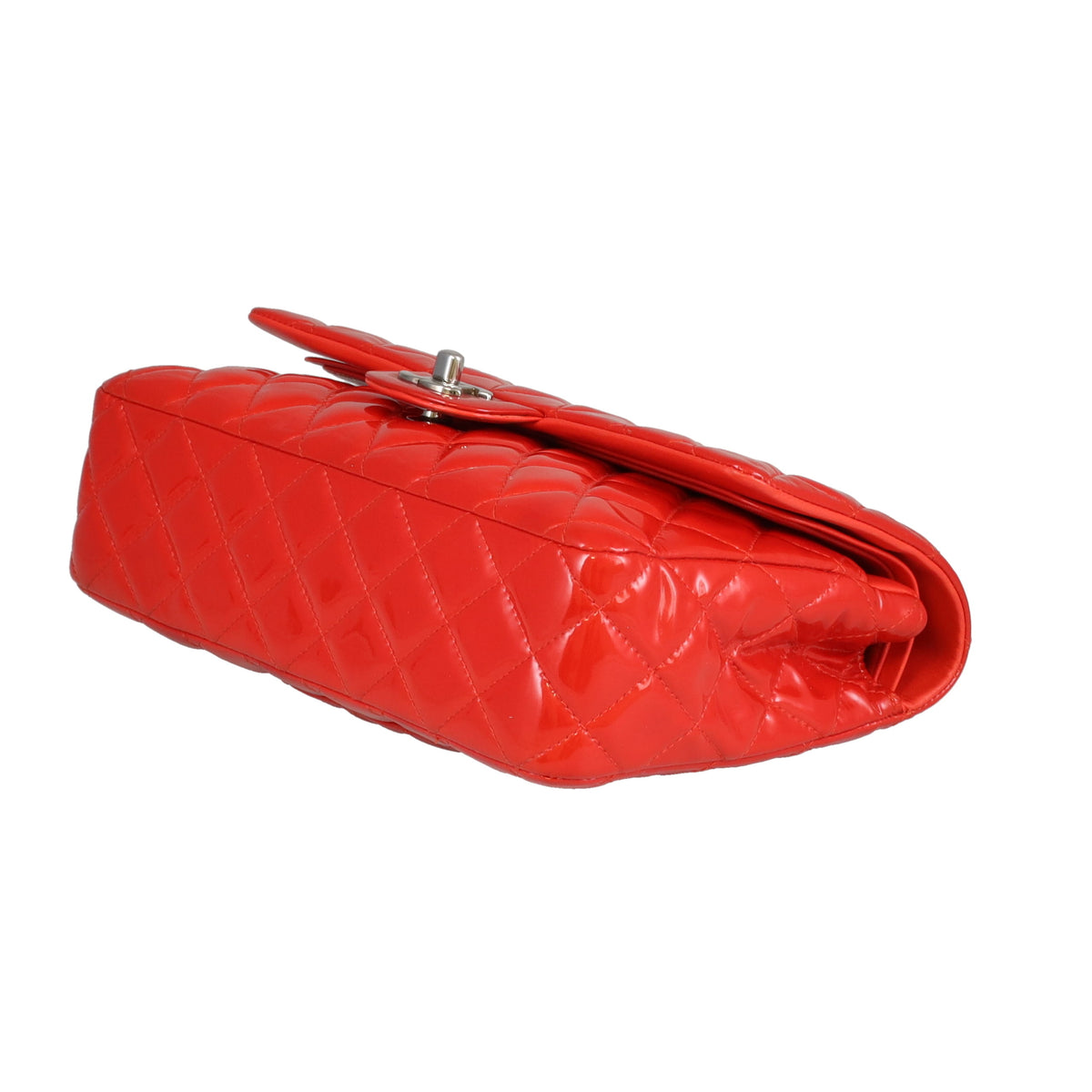 Chanel Classic Double Flap Bag Red Patent Silver HW 2014