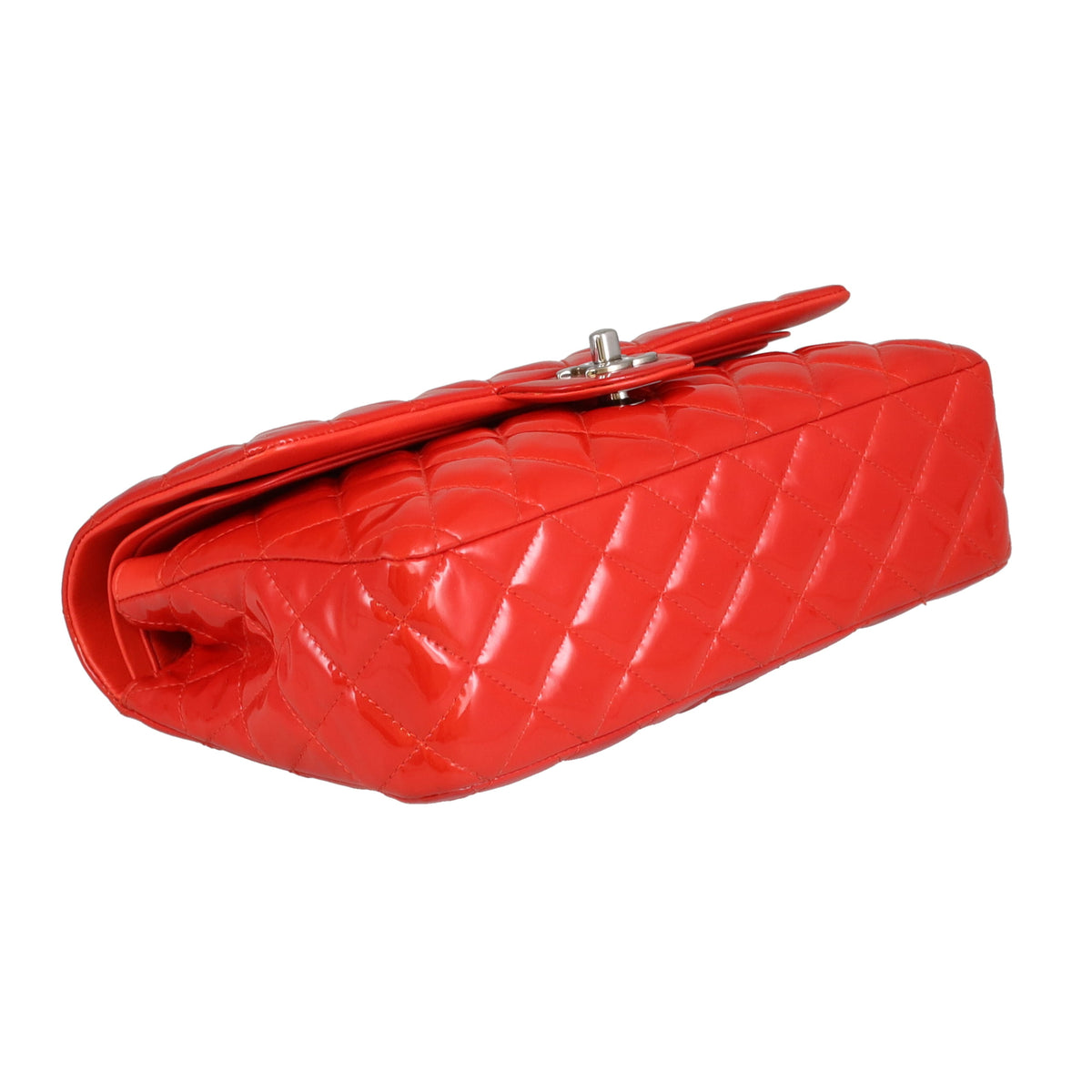 Chanel Classic Double Flap Bag Red Patent Silver HW 2014