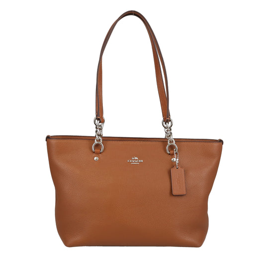 Coach Sofia Tote Small Tan Leather Silver HW