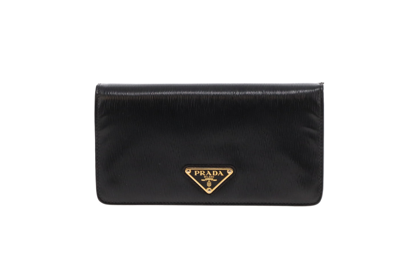 Prada Wallet Black Textured Leather Large