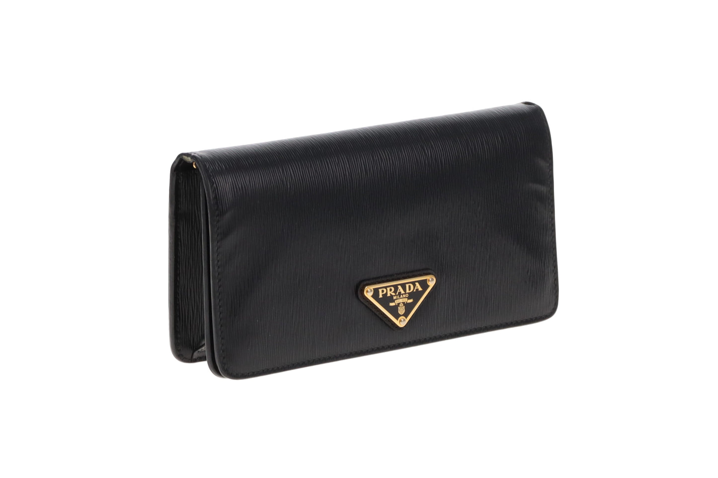 Prada Wallet Black Textured Leather Large