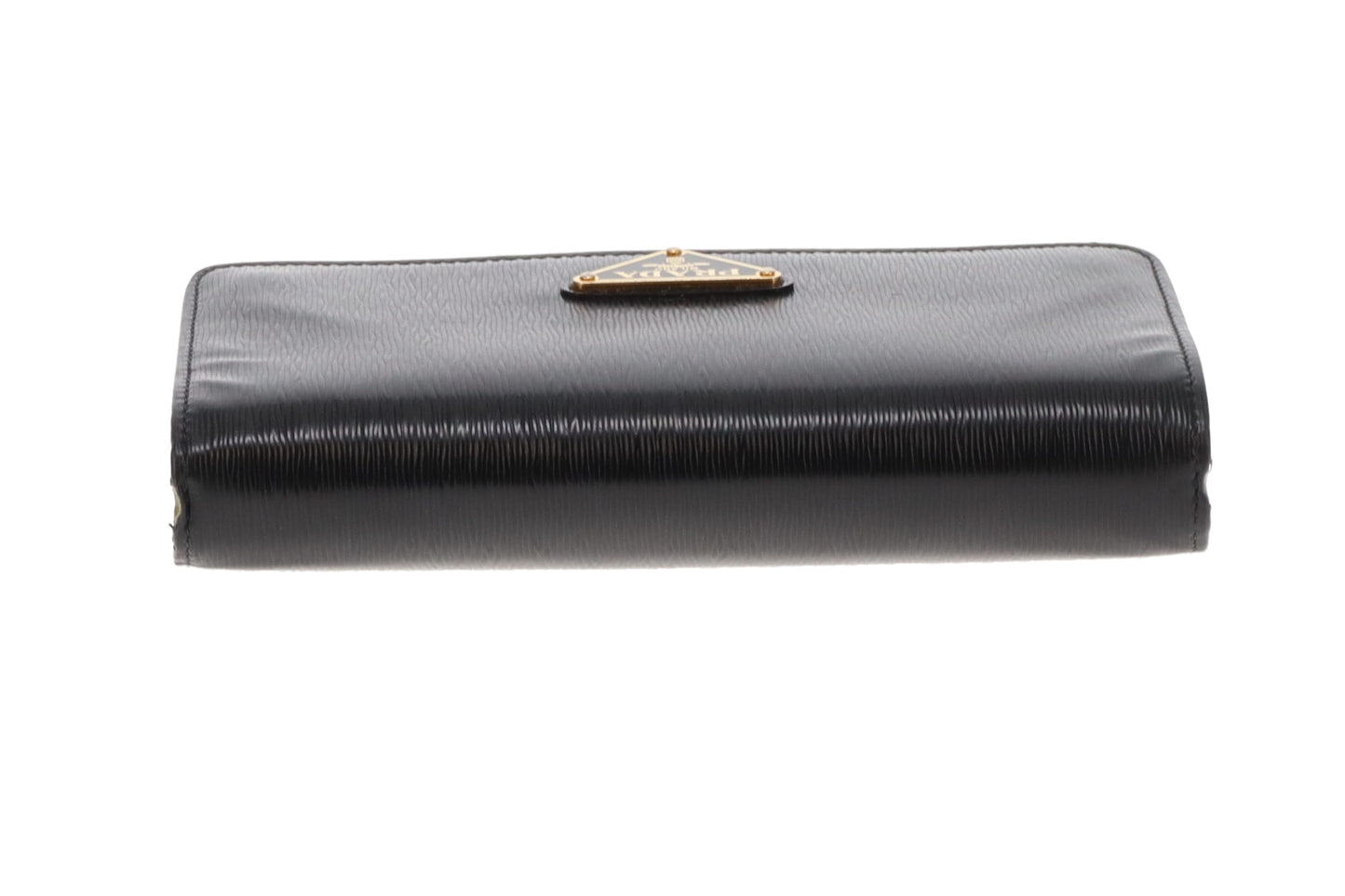 Prada Wallet Black Textured Leather Large