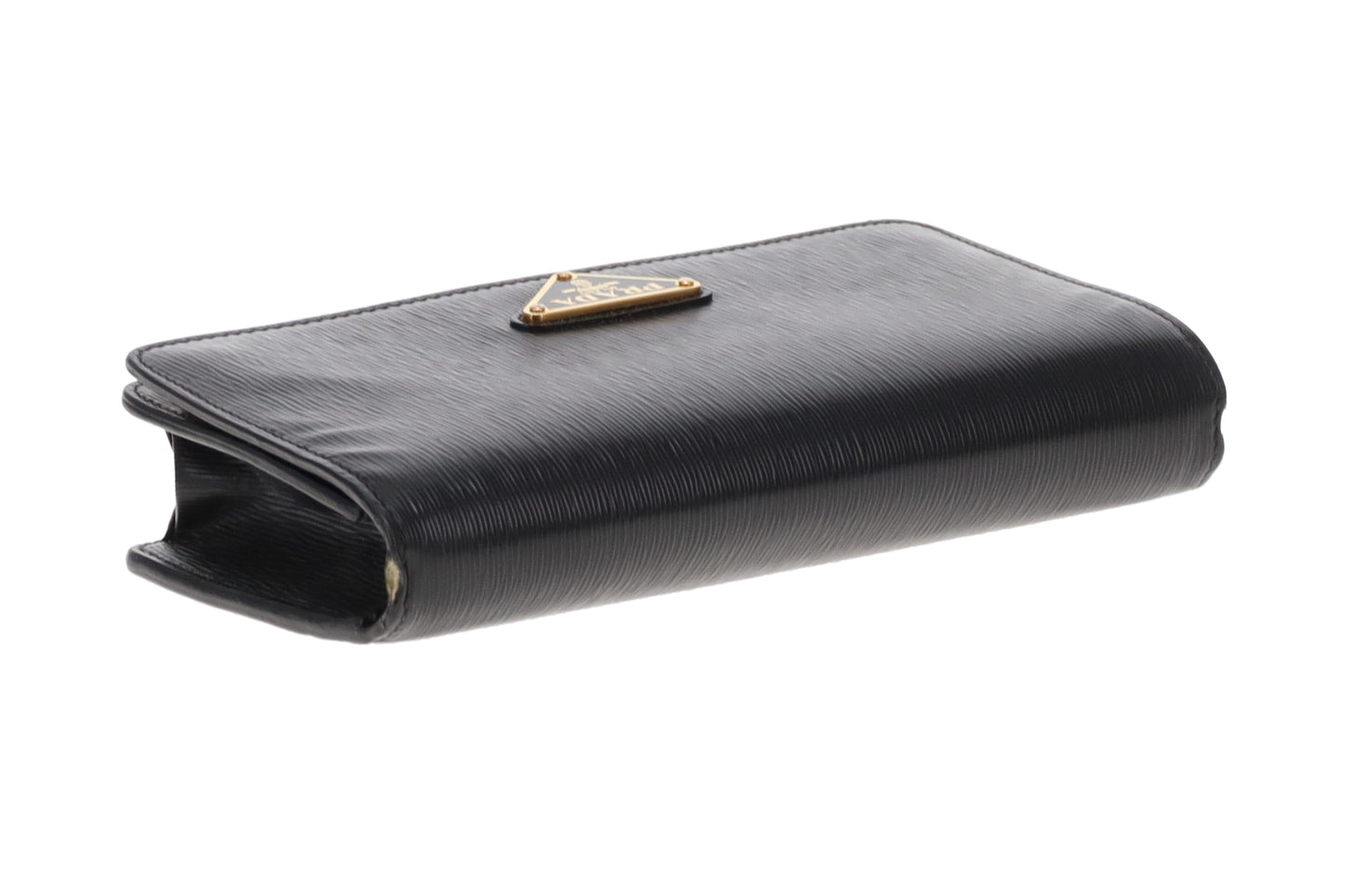 Prada Wallet Black Textured Leather Large