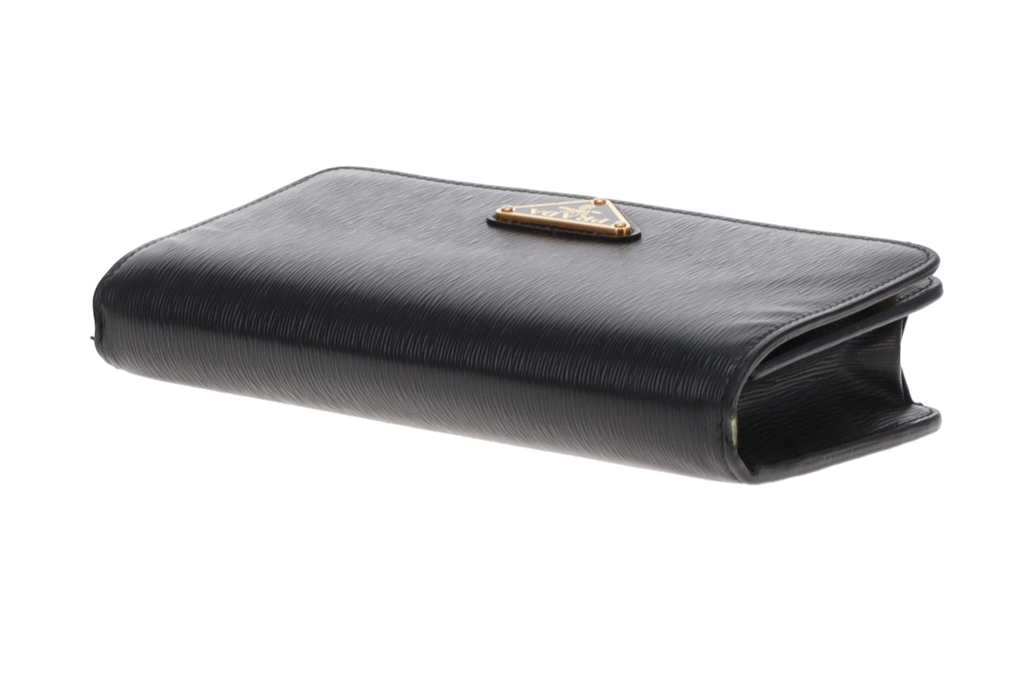 Prada Wallet Black Textured Leather Large