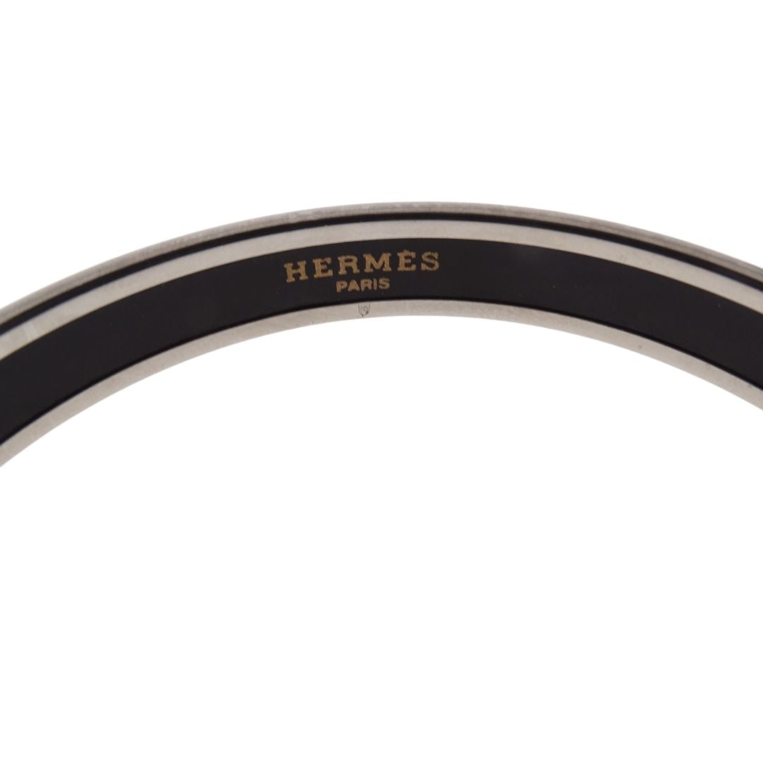 Hermes Printed Enamel Bangle Narrow Black Small