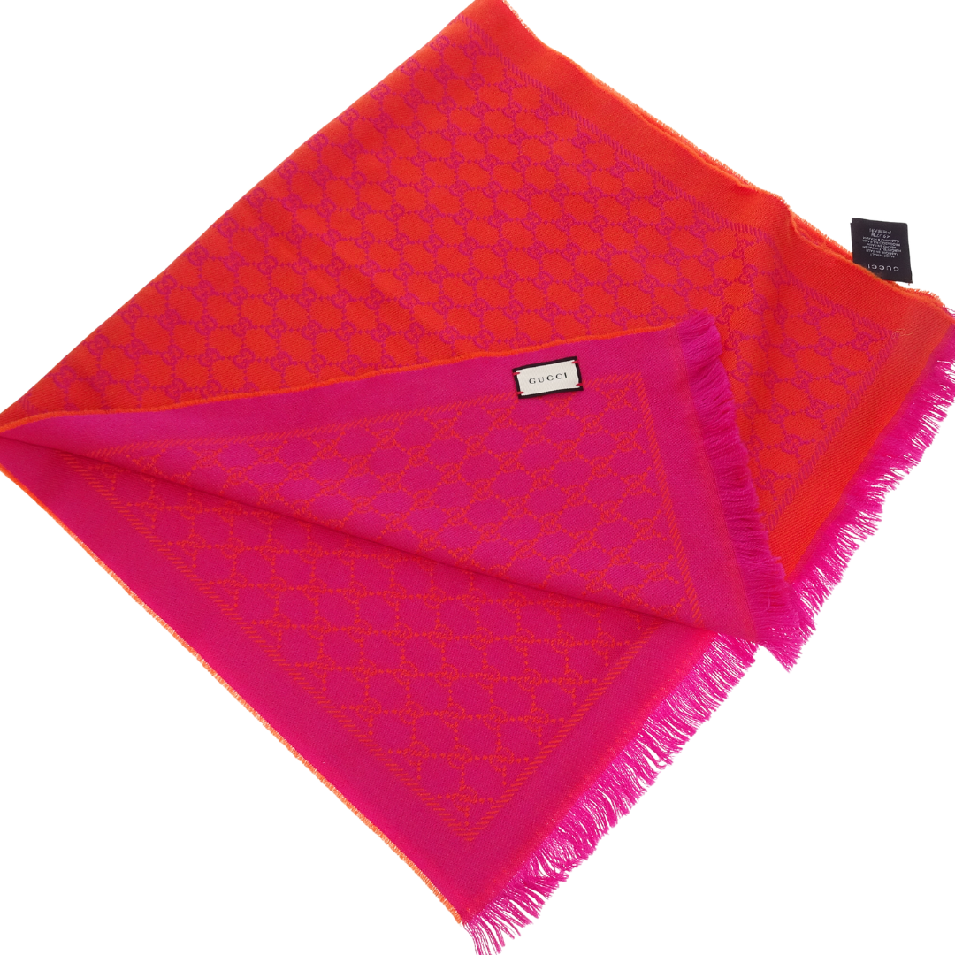 Gucci Scarf 100% Wool Pink/Orange