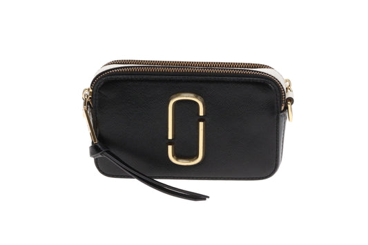 Marc Jacobs The Snapshot Grey & Black With Sparkle Logo Strap