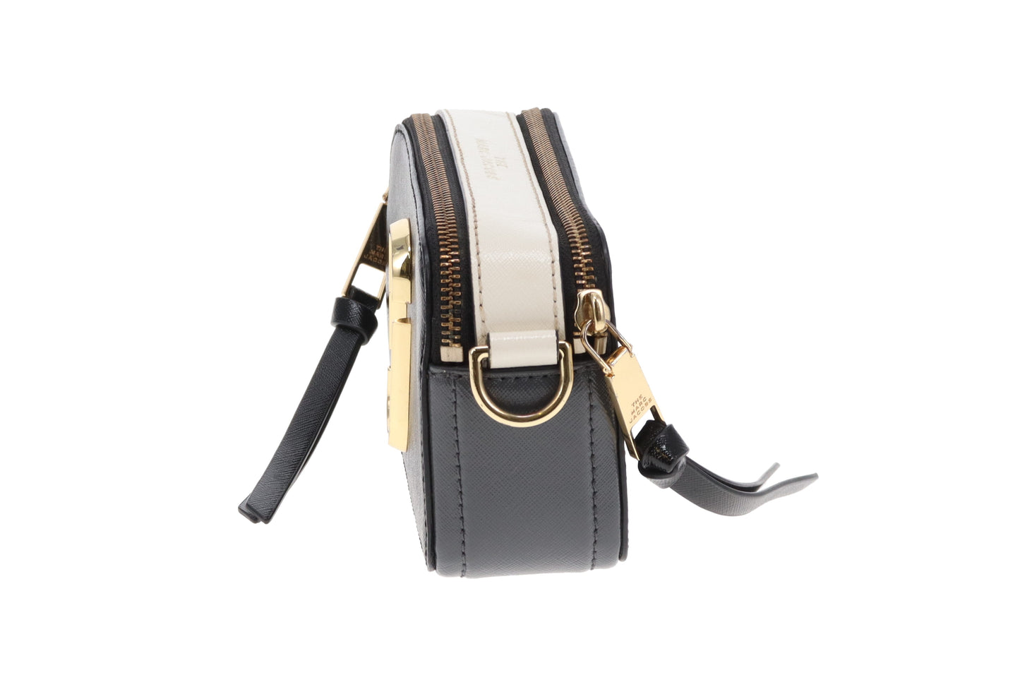 Marc Jacobs The Snapshot Grey & Black With Sparkle Logo Strap