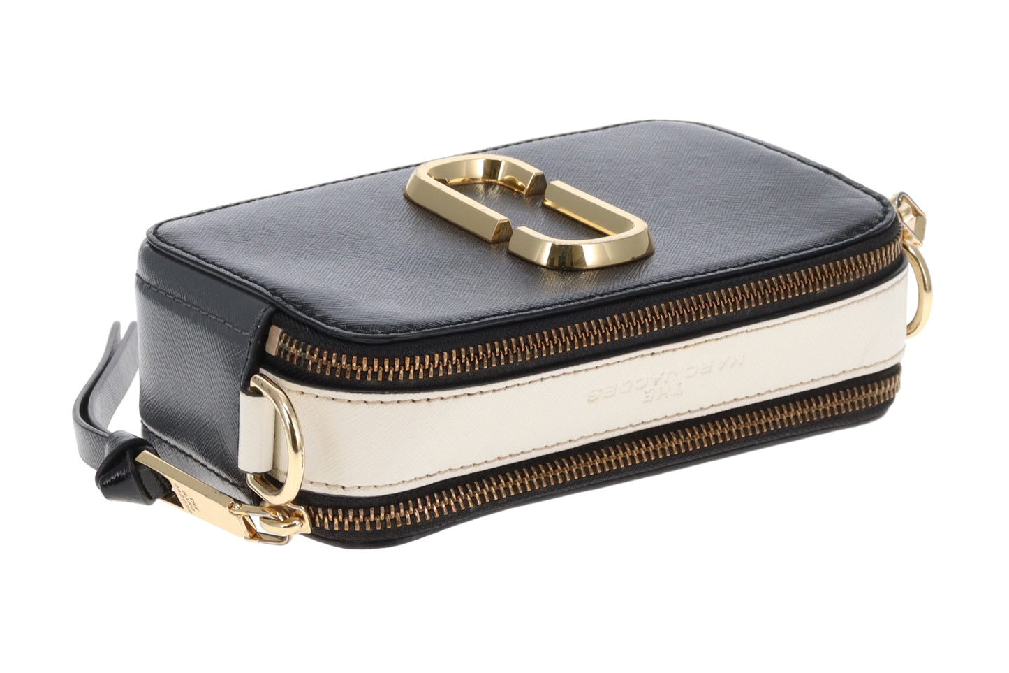 Marc Jacobs The Snapshot Grey & Black With Sparkle Logo Strap