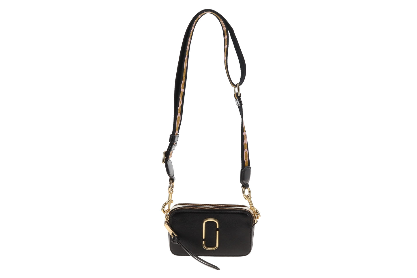 Marc Jacobs The Snapshot Grey & Black With Sparkle Logo Strap