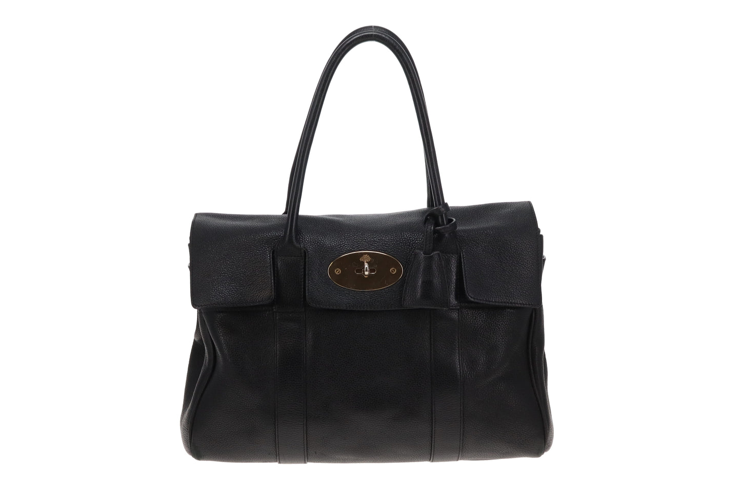 Mulberry Bayswater Black In Grained Leather And Gold Hardware