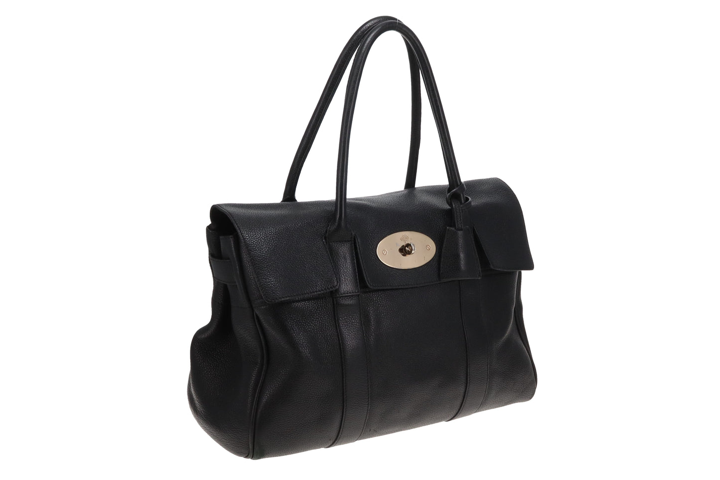 Mulberry Bayswater Black In Grained Leather And Gold Hardware