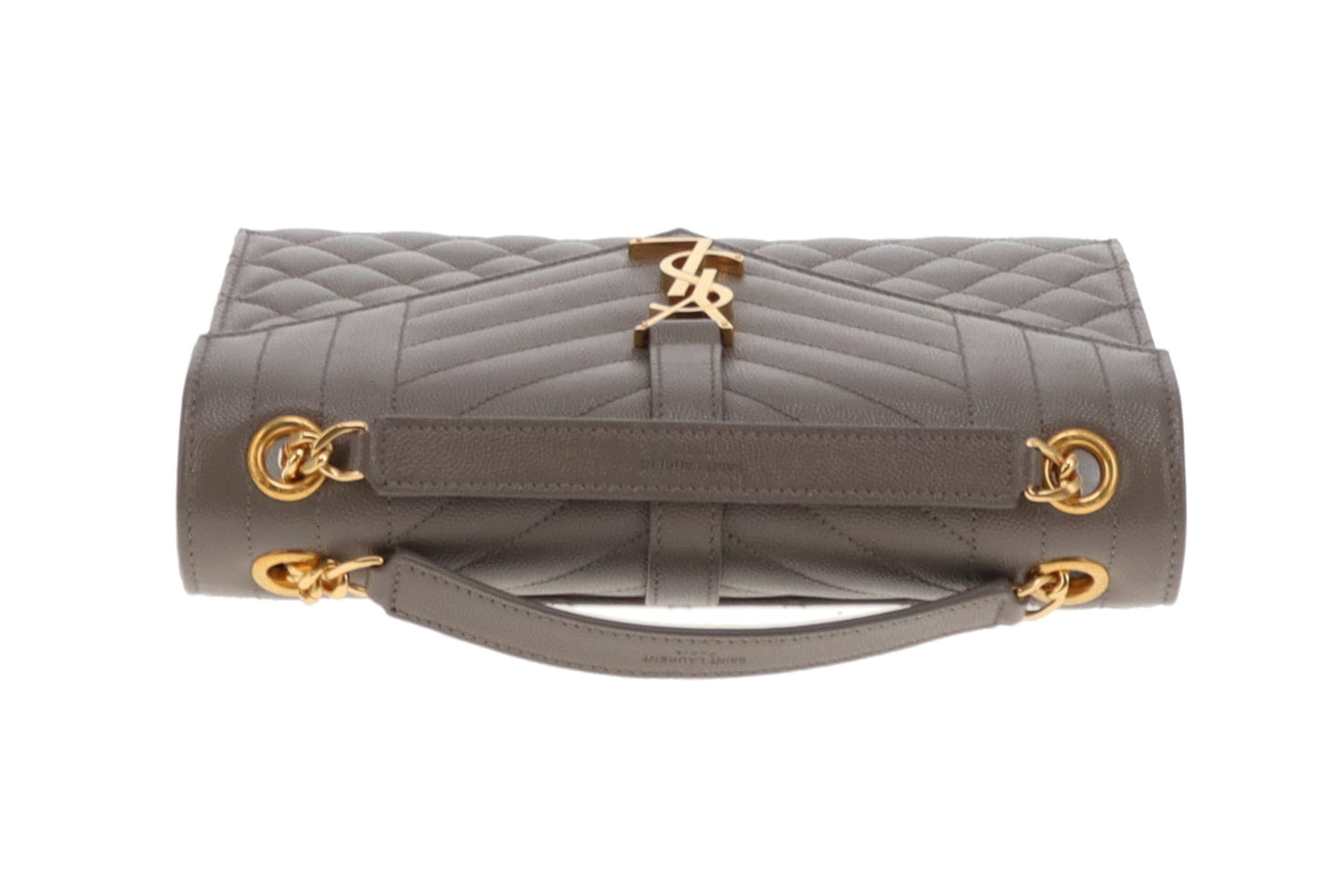 Saint Laurent Envelope Grain De Poudre Medium Grey Bag