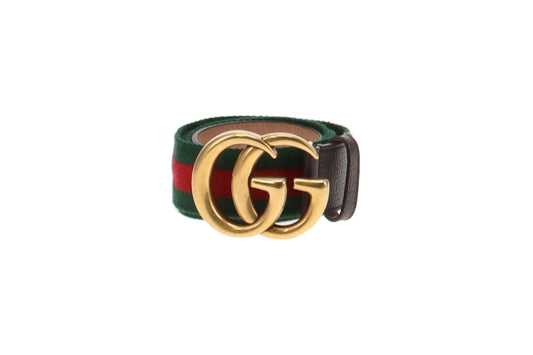 Gucci GG Buckle Gold Web Belt 90/36