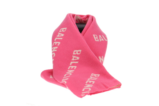 Balenciaga Pink Wool Monogram Scarf