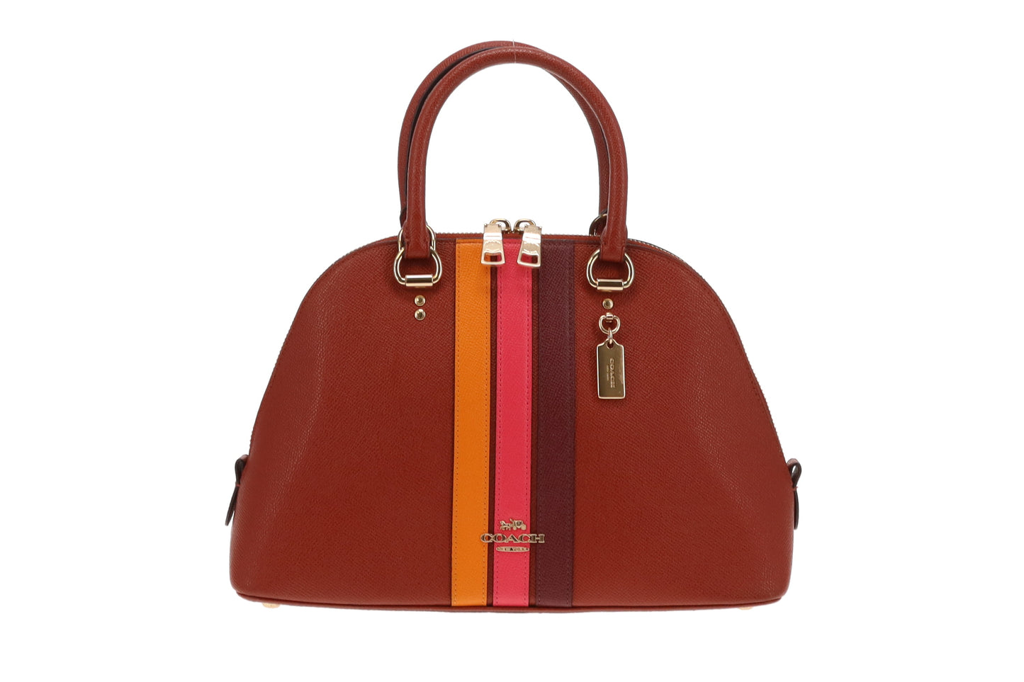 Coach Rust Crossgrain Katy Satchel With Varsity Stripe