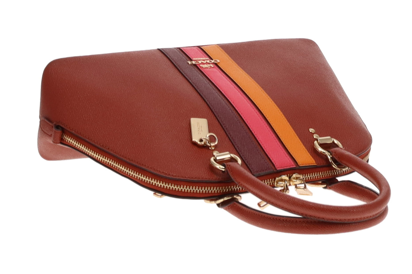 Coach Rust Crossgrain Katy Satchel With Varsity Stripe
