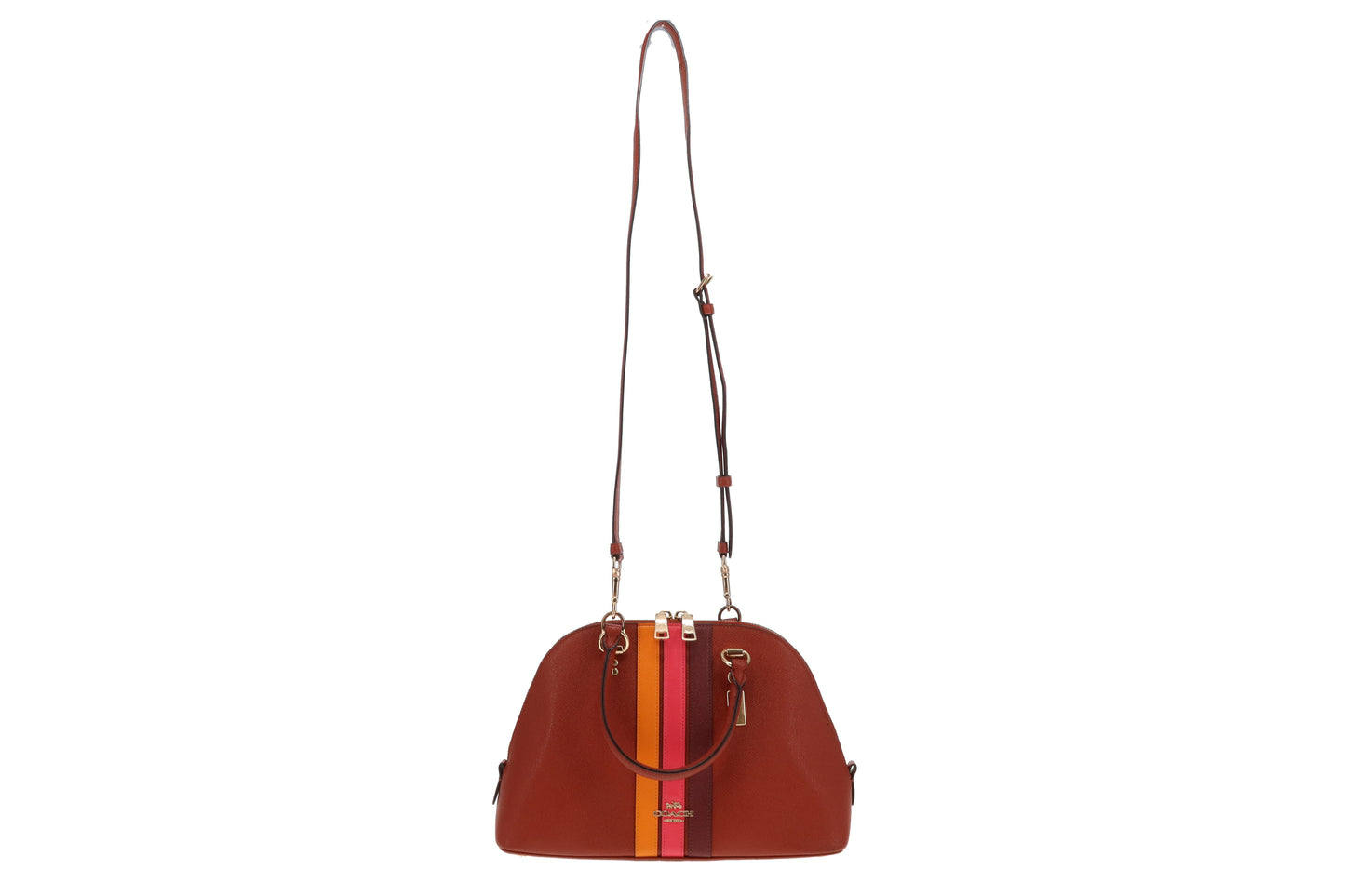 Coach Rust Crossgrain Katy Satchel With Varsity Stripe