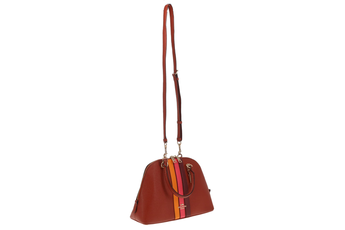 Coach Rust Crossgrain Katy Satchel With Varsity Stripe