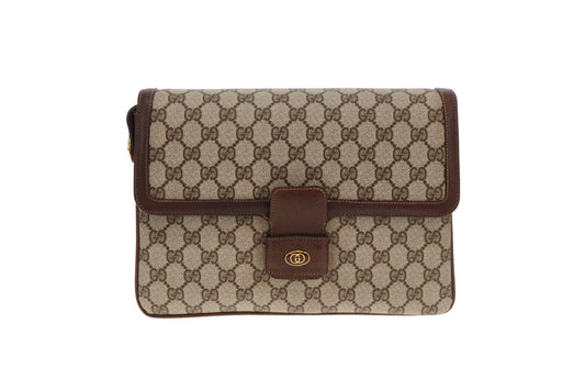 Gucci Vintage GG Supreme Large Flap Messenger Bag