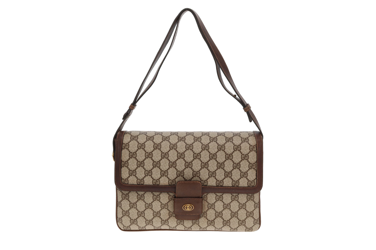 Gucci Vintage GG Supreme Large Flap Messenger Bag