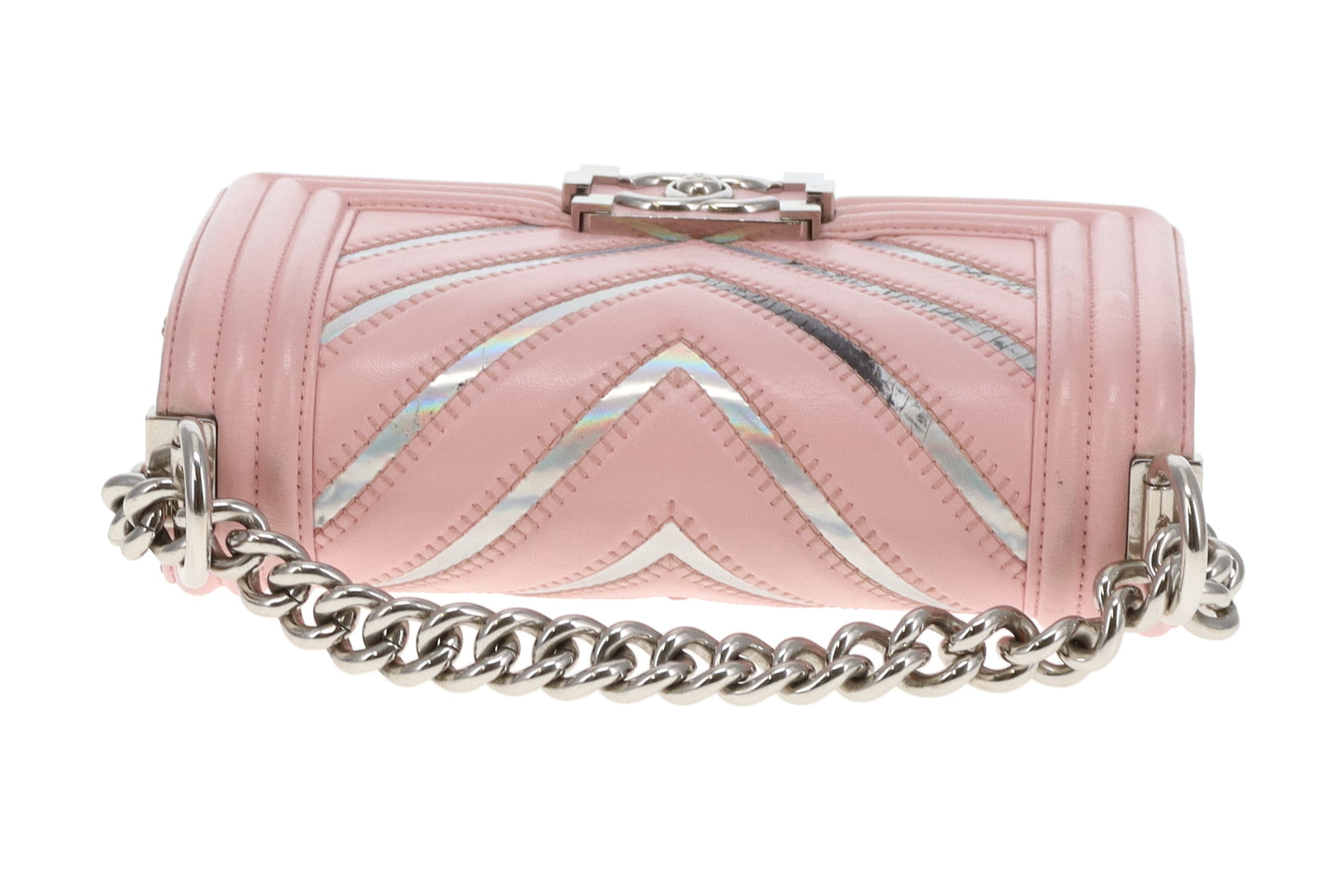 Chanel Boy Bag Pink Small Chevron Pink With Iridescent Mirror 2016/17