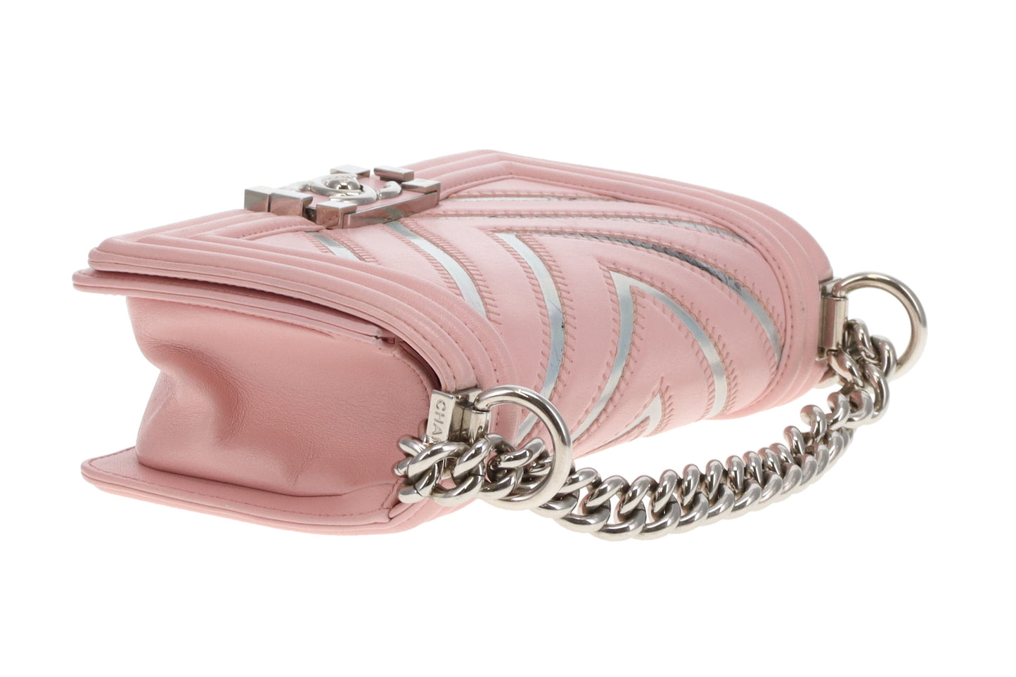 Chanel Boy Bag Pink Small Chevron Pink With Iridescent Mirror 2016/17
