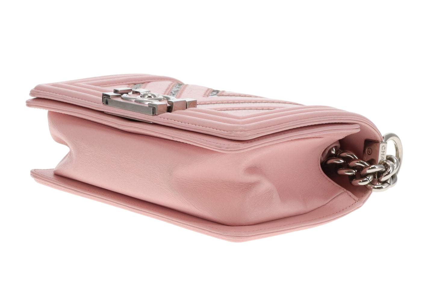 Chanel Boy Bag Pink Small Chevron Pink With Iridescent Mirror 2016/17
