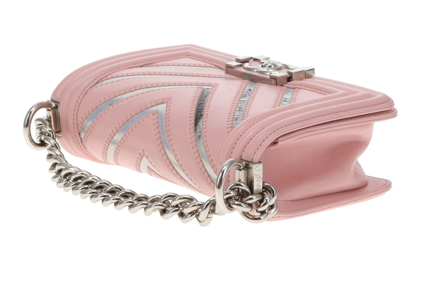 Chanel Boy Bag Pink Small Chevron Pink With Iridescent Mirror 2016/17