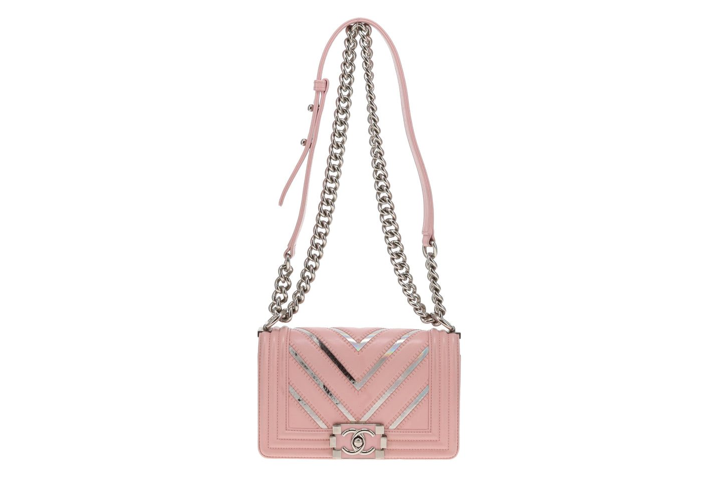 Chanel Boy Bag Pink Small Chevron Pink With Iridescent Mirror 2016/17