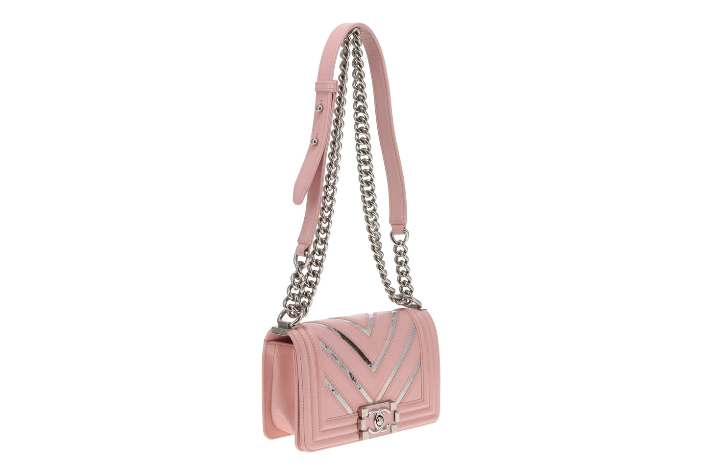 Chanel Boy Bag Pink Small Chevron Pink With Iridescent Mirror 2016/17