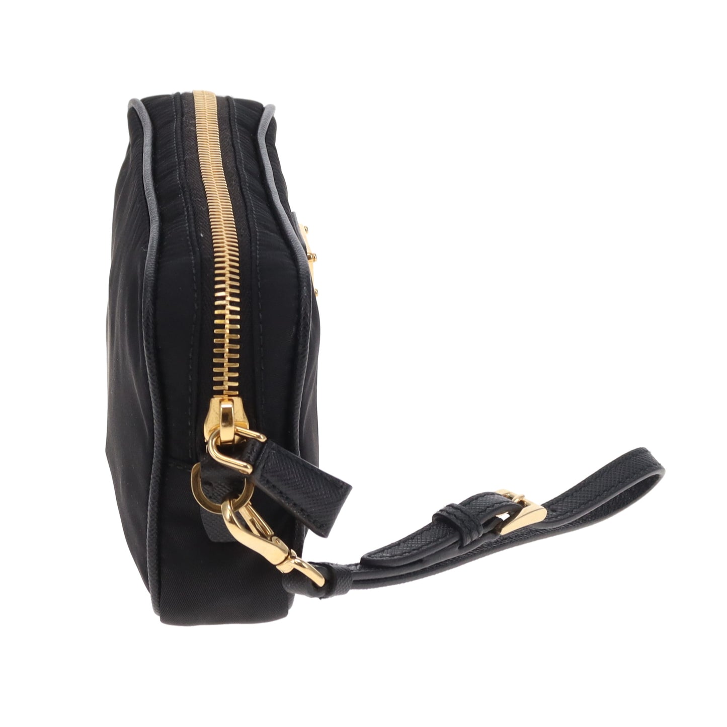Prada Small Pouch Wristlet Black Nylon and Saffiano