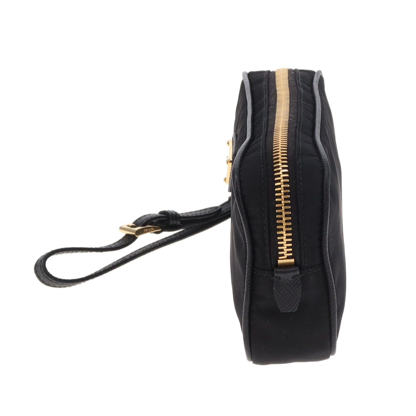 Prada Small Pouch Wristlet Black Nylon and Saffiano