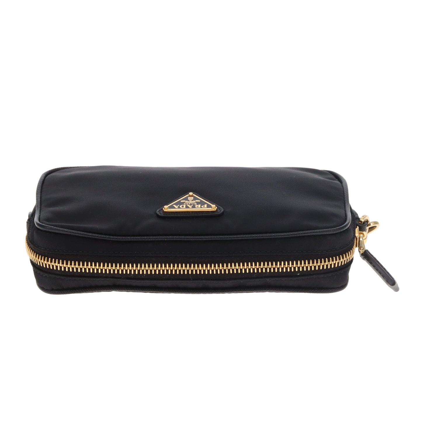 Prada Small Pouch Wristlet Black Nylon and Saffiano